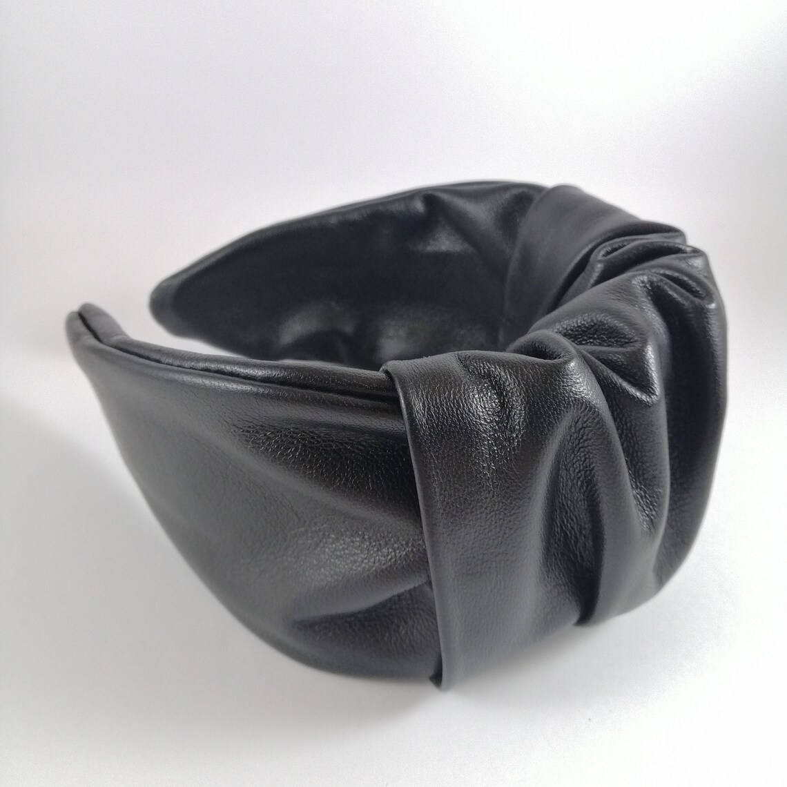 Luxury Headband Black Real leather headband Woman accessories Etsy