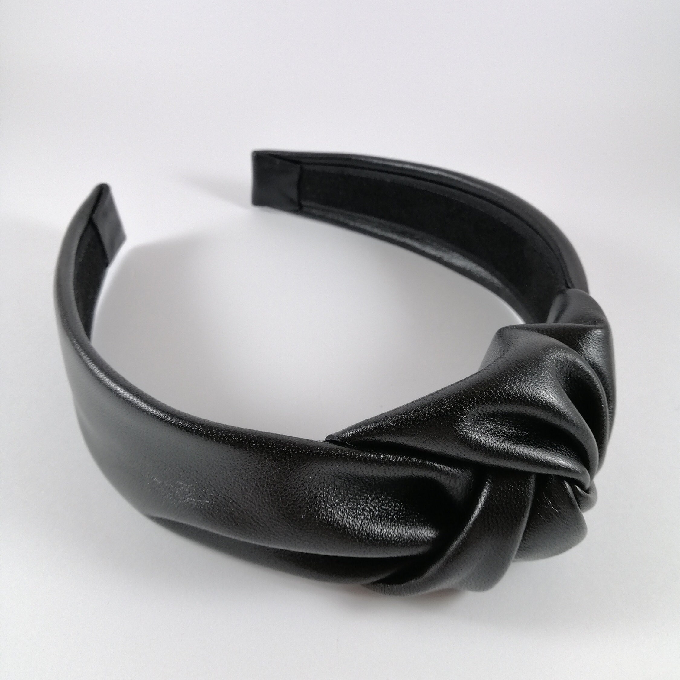 Luxury Headband Black Real leather headband Woman accessories Etsy