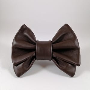 Handmade Big Leather Hair Bow, Large Hair Barrette, Hair Accessory for Women, Leather Hair Clip, Leather Bow, Brown Bow, Real leather Bow