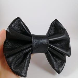 Handmade Big Leather Hair Bow, Large Hair Barrette, Hair Accessory for Women, Leather Hair Clip, Leather Bow, Black Bow, Real leather Bow
