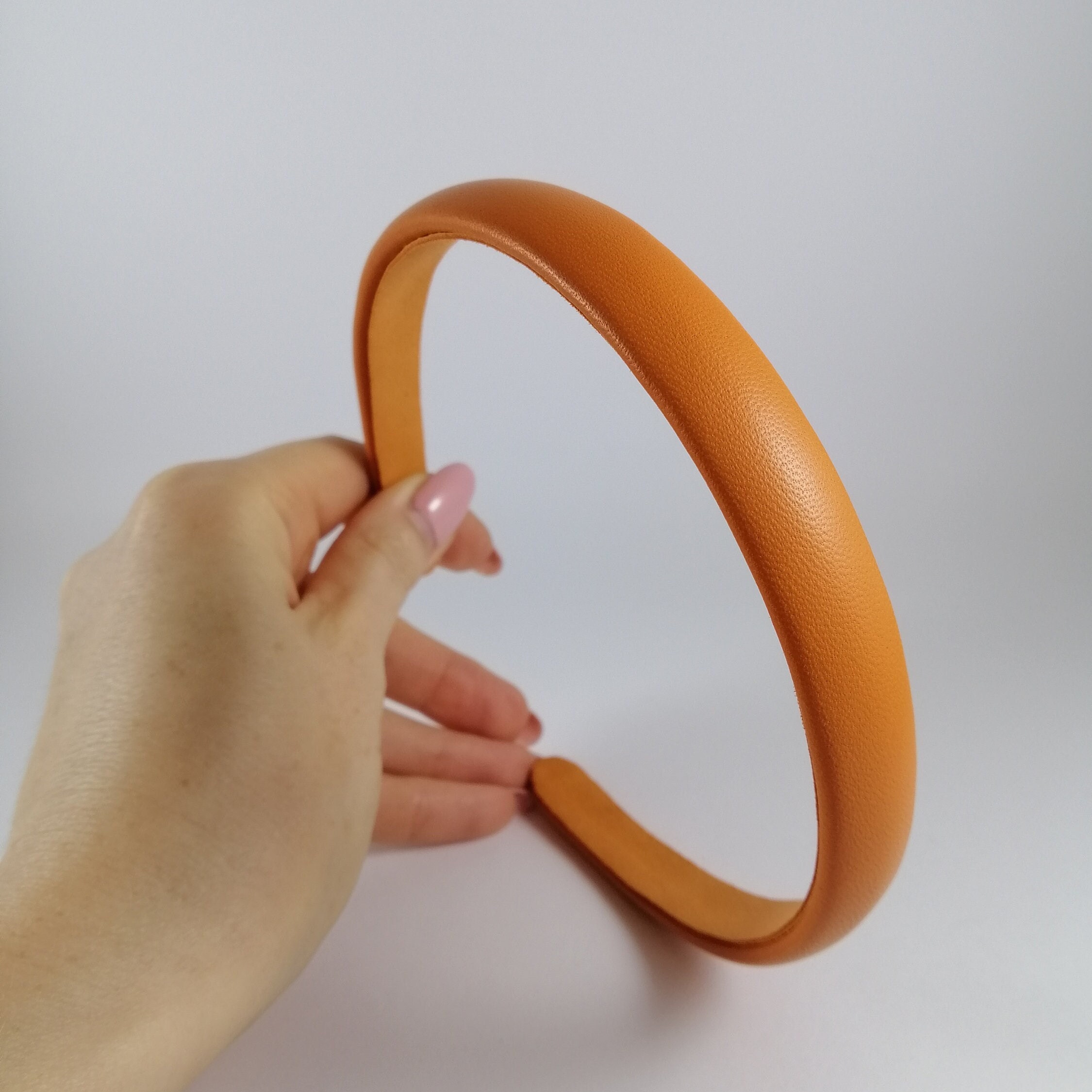 Luxury Headband orange Real leather headband Woman accessories Etsy