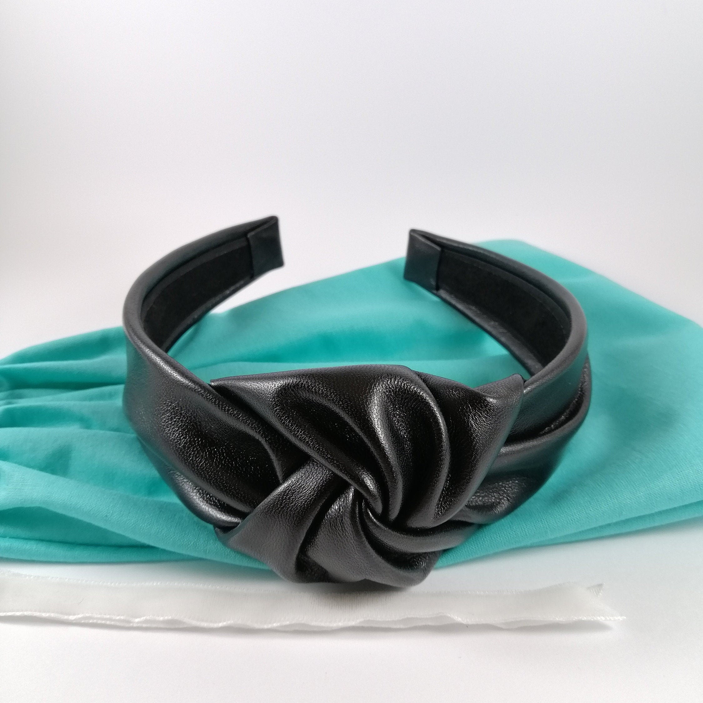 Luxury Headband Black Real leather headband Woman accessories Etsy