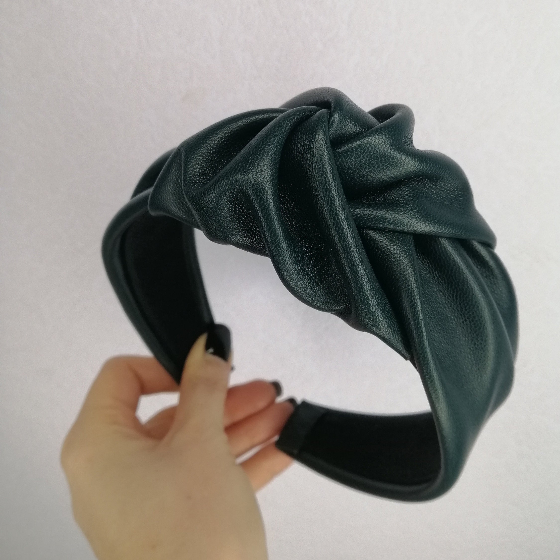 Luxury Headband Green Real leather headband Woman accessories Etsy