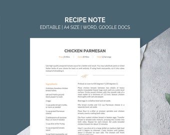 Microsoft Word Rezeptvorlage Printable Us Letter 85x11 Und Etsy