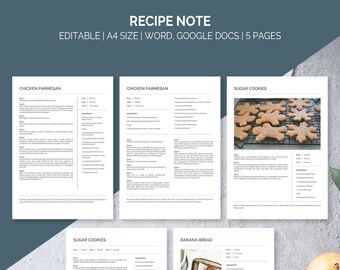 Kochbuch Vorlage Etsy