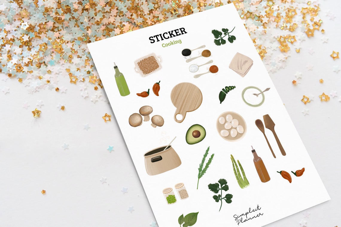 Stickers Sheet Cooking Stickers Printable Stickers for Etsy