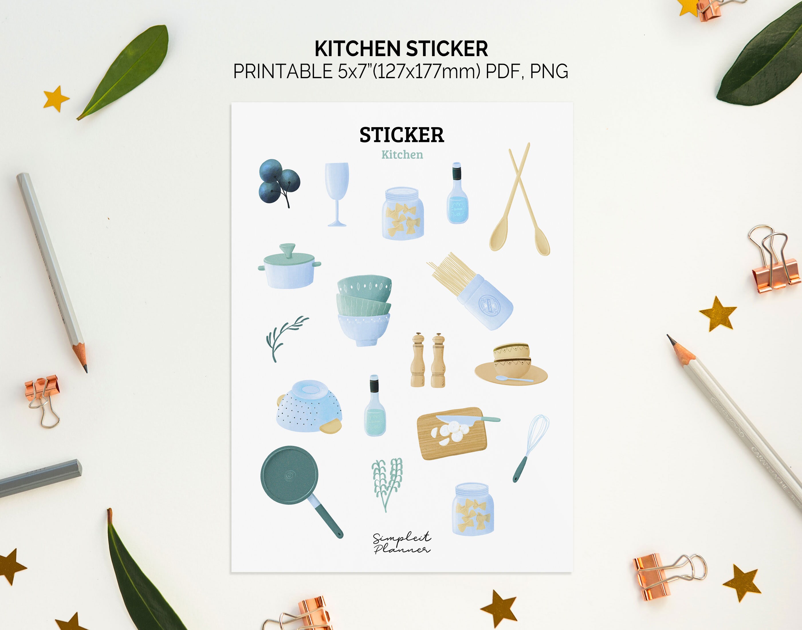Stickers Sheet Kitchen Sticker Printable Stickers for Etsy
