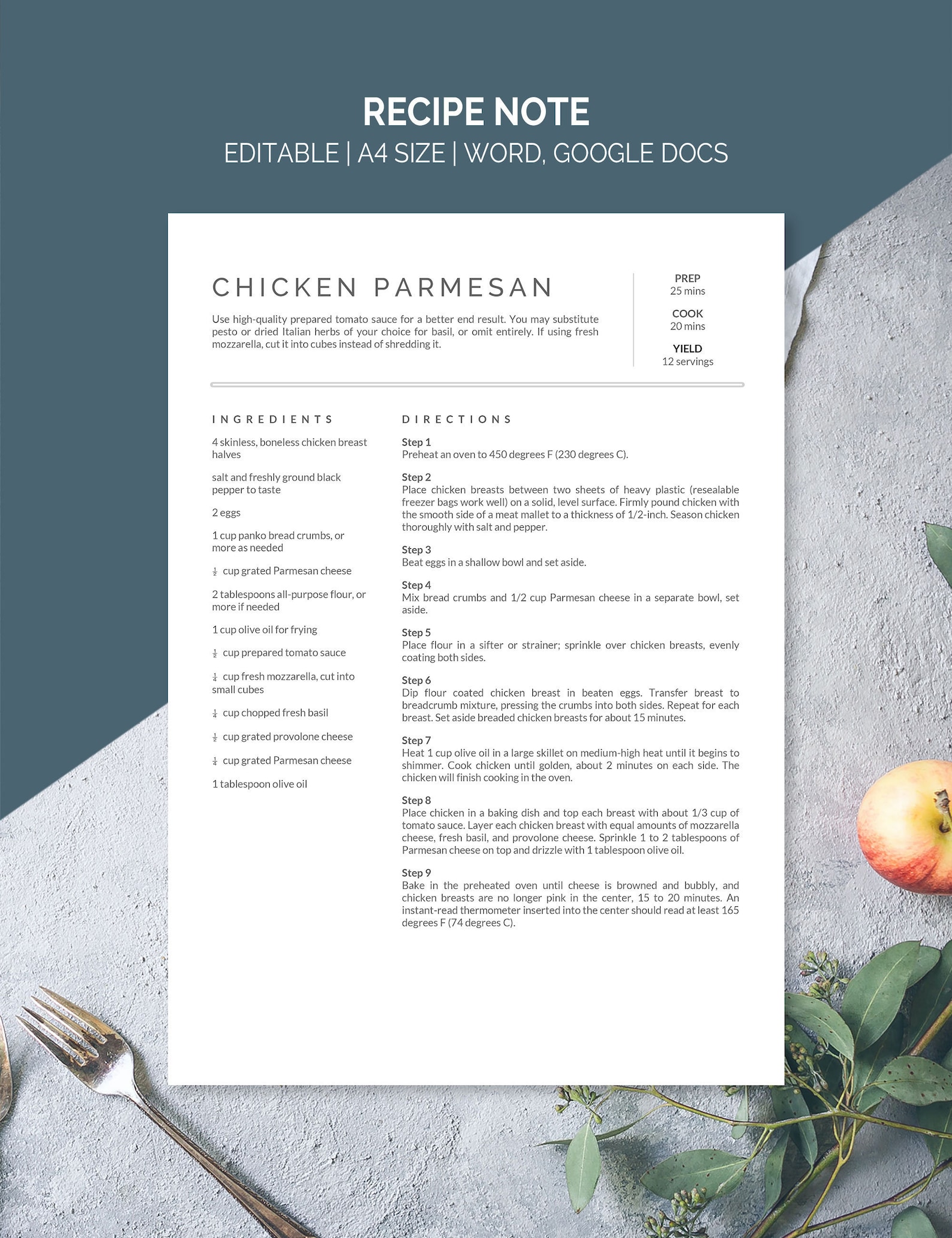 google-docs-recipe-template