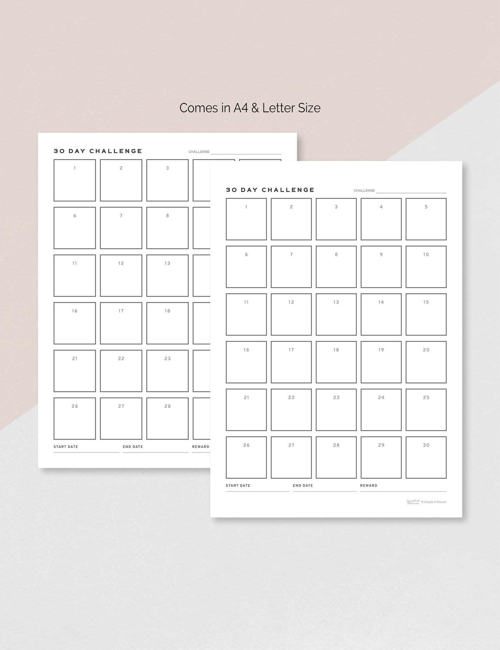 Planner Printable 30 Day Challenge Planner Inserts Digital - Etsy UK