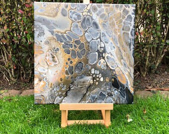 Acrylic paint pouring. Fluid art. Original abstract painting.