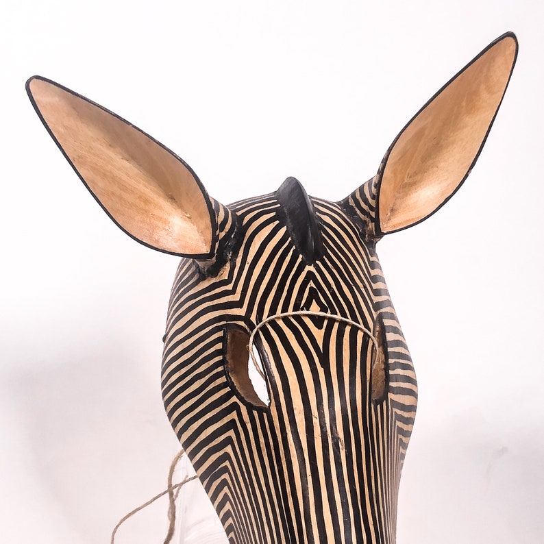 Zebra African Hand Carved Wooden Mask Decor Etsy