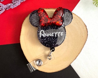 Minnie Mouse Inspired Personalized Name Badge Reel