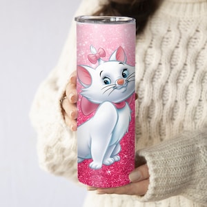 Marie Cat Tumbler, Cat Tumbler, Kitty Tumbler, Pink Cat Tumbler, Marie Tumbler