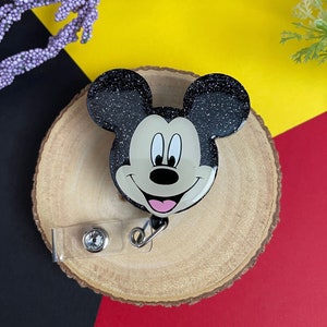 Mickey face inspired Badge Reel / Glitter Badge Reel / Badge Reel