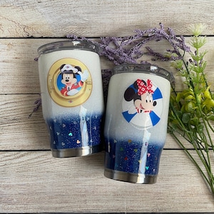 Disney Cruise Glitter Tumbler / Mickey and Minnie Glitter Tumbler / Custom Cup