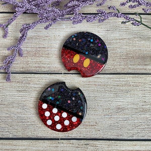 Mickey and Minnie Car Coaster set /  Disney Car Coaster set / Mickey & Minnie Coasters