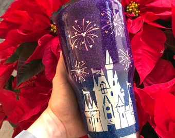 Disney Castle Glitter Tumbler / Disney Glitter Tumbler / Mickey and Minnie Glitter Tumbler / Custom Cup