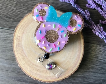 Minnie Donut Badge Reel / Disney Donut ID Holder / Disney Badge Reel