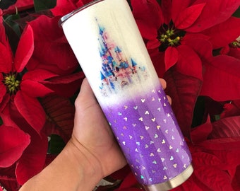 Disney Castle Glitter Tumbler / Disney Glitter Tumbler / Mickey and Minnie Glitter Tumbler / Custom Cup