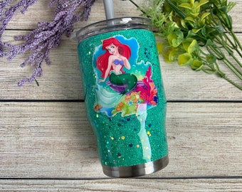 Little Mermaid Glitter Tumbler /  Little Mermaid Tumbler / Disney Glitter Tumbler / Custom Cup