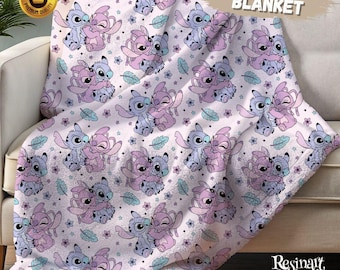Personalized Stitch and Angel Blanket, Disney Sherpa Blanket