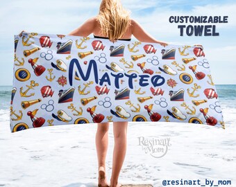Toalla de playa de crucero de Disney, recuerdo de vacaciones personalizado