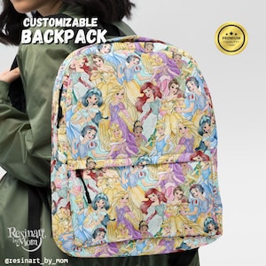 Disney Princesses Backpack, Pink Backpack for girls, Disney Backpack, Disney Bag, Disney School Bag, Customizable Backpack, Kids Backpack