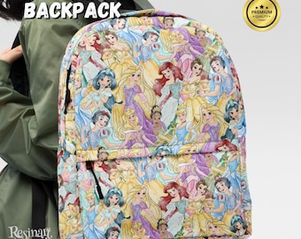 Mochila de princesas Disney, bolso de viaje escolar personalizable