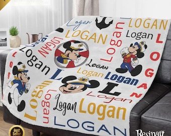 Manta Sherpa de Disney Cruise, manta personalizada con el nombre de Mickey Mouse