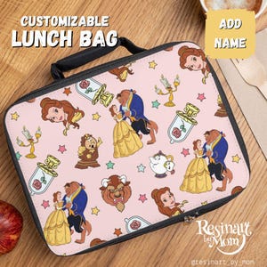 Torba na lunch Piękna i Bestia, Torba na lunch dla dzieci, Torba na lunch Disney, Torba do parku Disney, Torba szkolna Disney, Personalizowane pudełko na lunch