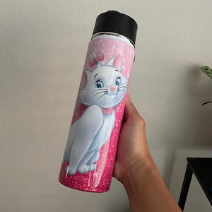 Marie Aristocats Water Bottle – Cute Disney Cat Bottle for Girls, Reusable Kids Drink Cup, Marie Cat Tumbler, Cat Tumbler