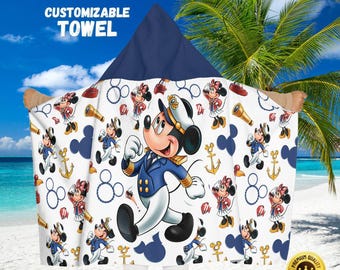 Disney Cruise strandhandduk med huva, personlig sommarhandduk för barn