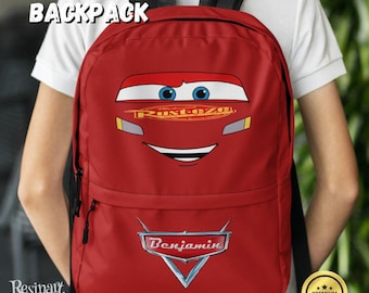 Lightning McQueen Backpack, Disney Cars School Bag, Customizable