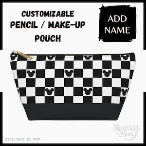 Mouse Checkered Pouch, Travel Pouch, Mouse Make-up Pouch, Disney Pouch, Disney School Bag, Customizable Pencil Bag