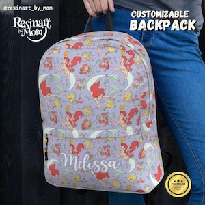 Little Mermaid Backpack, Disney Princess Backpack, Mermaid Bookbag, Backpack for Girls, Mermaid Bag, School Bag, Customizable Backpack
