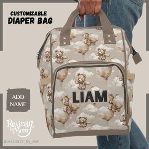 Teddy Bear Diaper Bag, Baby Shower Gift, Nursery Must-Have Neutral Baby Shower Gift, Custom Baby Diaper Bag