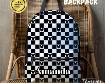 Mickey Mouse Checkered Backpack, Customizable Disney Park  display picture 1
