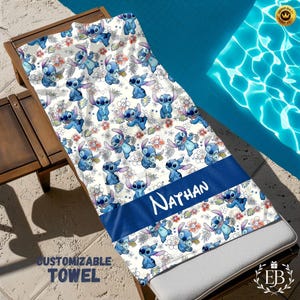 Personalisiertes Stitch Strandtuch: Benutzerdefiniertes Sommertuch Bild 2