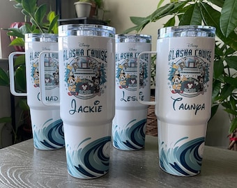 Disney Wonder Tumbler, Alaska Cruise, Disney Cruise Cup with Straw, Cruise Tumbler with Handle, Custom Cup