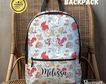 Little Mermaid Backpack, Disney Princess Bookbag, Customizable School Bag