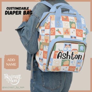 Personalized Diaper Bag – Custom Name Baby Bag, Neutral Baby Shower Gift, Custom Baby Diaper Bag