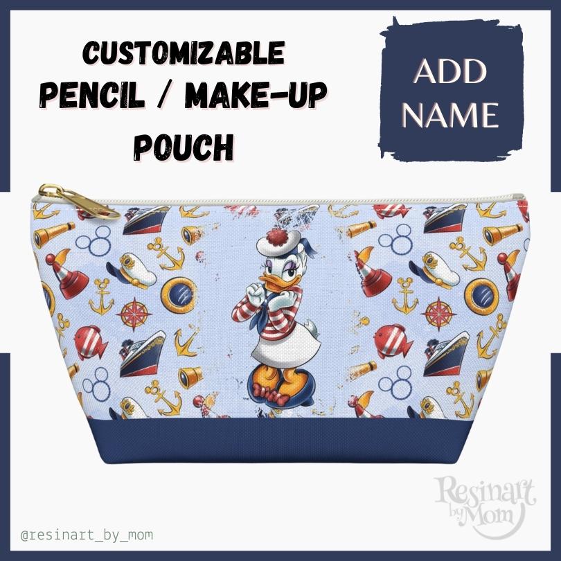 disney travel cosmetic pouch bag storage zippered canvas tote Customizable Disney Travel Pouch, Linen Canvas Makeup Bag