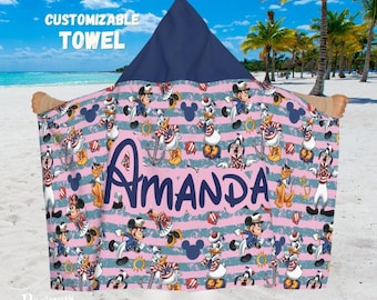 Personlig Disney Cruise strandhandduk med huva, sommarhandduk för barn