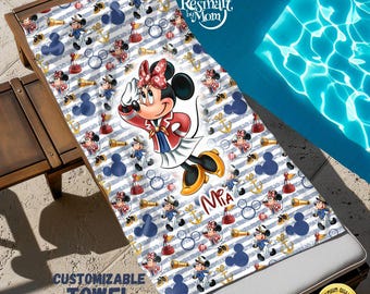 Disney Cruise Beach Towel, Personalized Nautical Vacation Towel