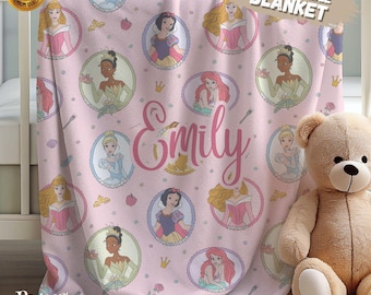 Personalized Princess Baby Blanket – Custom Name Minky Fleece