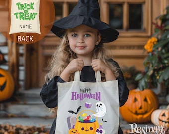 Bolsa de Halloween personalizada: bolsa de lona infantil para pedir dulces o trucos