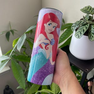 Ariel Tumbler, Custom Disney Princess Tumbler, Disney Princess Gift, Mermaid Gifts, Personalized Water Bottle, Princess Cup with Name