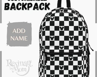Mickey Mouse Checkered Backpack, Customizable Disney Park Bag