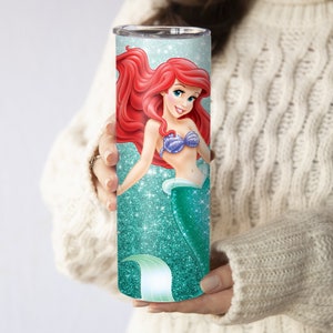 Ariel Tumbler, Custom Disney Princess Tumbler, Disney Princess Gift, Mermaid Gifts, Personalized Water Bottle, Princess Cup with Name