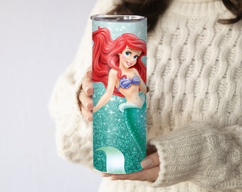 Personalized Ariel Tumbler, Custom Disney Princess Water Bottle